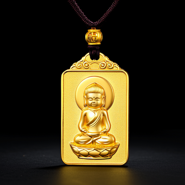 黄金小福牌吊坠图片